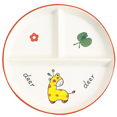 Generisch Teller 3 Geteilt Porzellan, 8 Inch Rund Portion Kontrolle Teller, Diät Teller zum Abnehmen, Teller für Frühstück