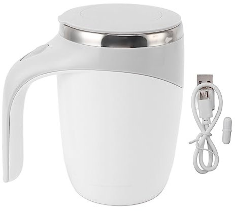 ciciglow Automatic Magnetic Stirring Coffee Mug, USB Rechargeable Self Stirring Mug Electric Mixing Cup for Milk Cocoa At Office Kitchen Travel 380ML (White)