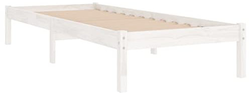 vidaXL Cadre de lit sans Matelas Blanc Bois Massif