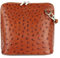 Belli italienische Ledertasche Damen Umhängetasche klein Handtasche Schultertasche Abendtasche in cognac Straußprägung - 17x16,5x8,5 cm (B x H x T)