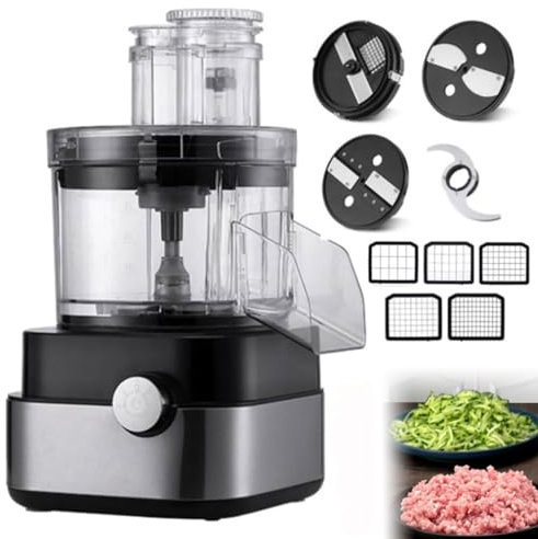 Robot da Cucina Commerciale Tritatutto Elettrico per Verdure Chopper 600W 5 in 1 Tritatutto per Verdure Professionale Grattugia Tritacarne Multifunzione Frullatore con 5 Tipi di Stampi