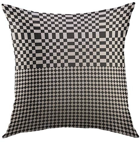 Kissenbezug Bauhaus-Schwarz-Weiß-Quadrate, Rauten, Optisch, Abwechselnd, Parallel, Tartan, Abgeschrägt, Kariert Kissenhülle Dekorative Kissenbezüge Couchkissen Kissen-Bezug Für Büro 45x45 cm