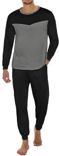 Marvmys Pigiama Uomo Cotone Manica Lunga Pantaloni con Tasche
