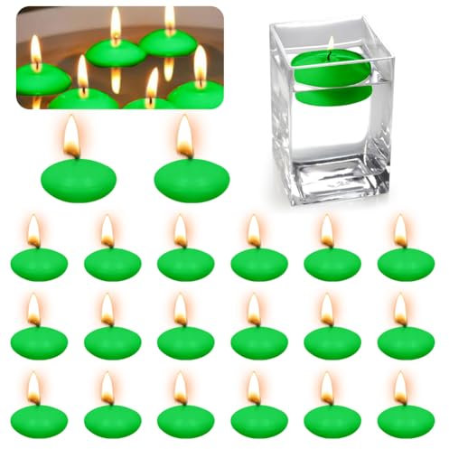 Schwimmkerzen Grün, 20 Stück Schwimmende Kerzen, Wasserkerzen Schwimmkerze, Unparfümierte Schwimmkerzen, Teelichter Kerzen für Hochzeitspool, Valentinstagbadewanne, Weihnachtsdekoration(Grün)