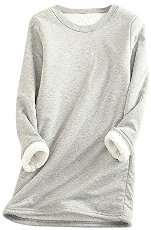 Keepink Ladies Jumpers and Tops Thick Fleece Sweatshirts Winter Velvet Warm Underwear Baggy Casual Pullover Soft Comfy Sweater Tunic Sweat Shirts Hoodies for Women UK Sale
