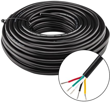 URCIANOW Cavo 5 Poli 0,3mm² Filo Elettrico a 5 Fili 20 Metri 5 Conduttori Cavo UL2464 Filo 5 Poli di Rame Stagnato 22AWG Nero Rivestito in PVC per Elettrodomestici da Cucina