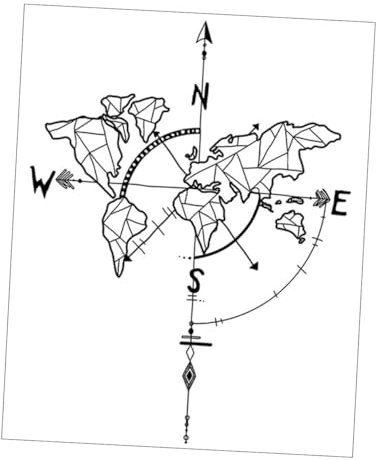 VILLCASE Selbstklebender Weltkarten Wandaufkleber Mit Kompass Koordinaten Präzisionsschnitt Pvc Stilvolle Wandkunst Für Wohnzimmer Büro Und Klassenzimmer Reiseabenteuer Dekoration
