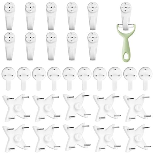 Eupneicu Colgar Cuadros Sin Agujeros [30 Piezas], Cuelga Cuadros Sin Clavos, Ganchos Para Colgar Cuadros Sin Taladrar, Para Colgar Obras De Arte Paneles Decorativos Relojes