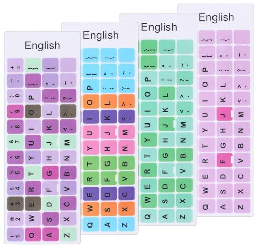 Yuanchu 8 Stück Englische Tastatur Aufkleber, Universelle Bunte Tastatur-Buchstaben Ersatzaufkleber Matte PVC Tastaturaufkleber Wasserdichter Tastenkappen Aufkleber für PC Computer Laptop Desktop