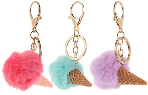 DOITOOL Entzückende Plüsch Eis Schlüsselanhänger 10X7X4.5Cm Mit Metallkarabiner Leichte Taschenanhänger Für Schlüssel Gepäck Und Geschenkdekoration