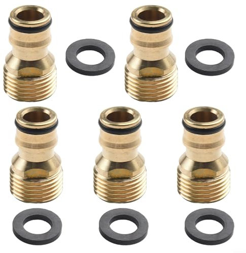 Kit d'adaptateur de robinet en laiton 5 pièces, mâle 2 pour raccord de tuyau BSP 12 mm