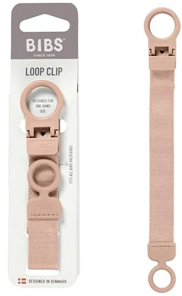 BIBS Loop Schnullerkette – Schnullerband mit Silikon - Für Babys ab 0 Jahren - Praktische Einhandbedienung - Kompatibel mit BIBS Schnullern & Anderen Marken - Maschinenwaschbar, BPA-Frei - Blush