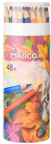 MARCO 48-Farben Ölbuntstifte Buntstifte für Erwachsene & Künstler - Vorgespitzt, Bruchsicher - Premium - Qualität Holz - Set für Malen, Zeichnen, Schule & Kunst
