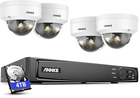 ANNKE 12MP PoE Security Camera System, 8CH CCTV System with 4TB HDD NVR, 4X 12MP IP Dome Camera Outdoor with Human & Vehicle Motion Detection, IK10 & IP67, Remote Access