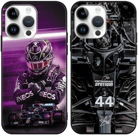 TBNMBGY 2 Stück Handyhülle für iPhone 12 Pro Hülle 6.1, TPU Weich Ultra Dünn Silikon Schwarz Schutzhülle mit Rennfahrer F1 Formel1 Muster Ästhetik Design Bumper Case, Mode