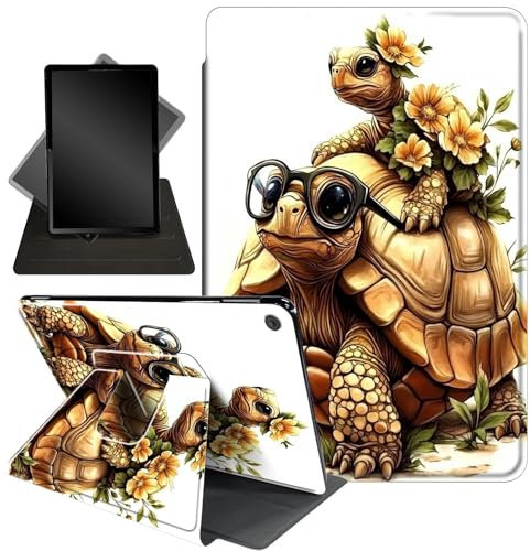 Case for Amazon Fire HD 10 Tablet (7th and 9th Generation, 2017 and 2019 Release),360 Degree Rotating Stand Smart Protective Case for Kindle Fire HD 10 7th 9th Gen 10.1,Cute Two Turtles