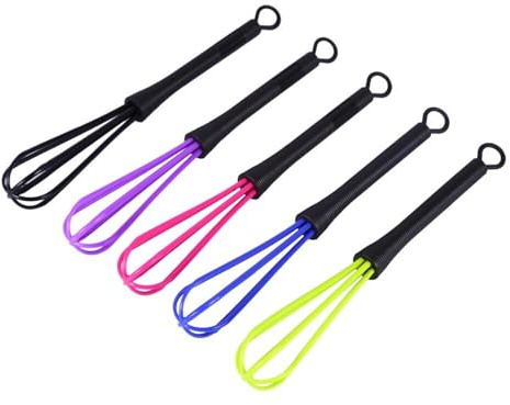 Fyearfly Mini Schneebesen, 5 Stück Friseur Farbstoff Mixer Klein,Pink/Rot/Blau/Schwarz/Lila,18cm,Küche Rührer Werkzeug