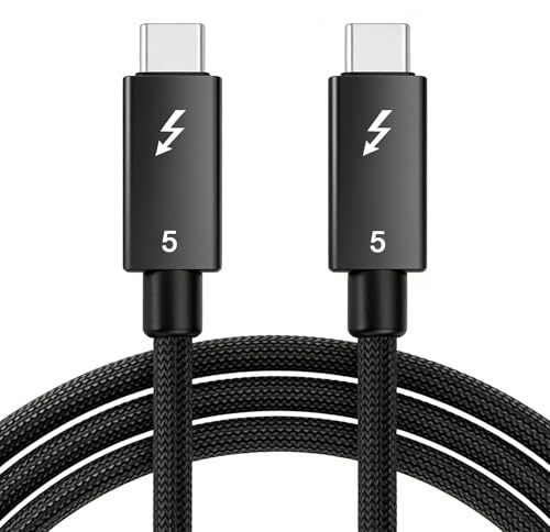 LUIRSAY Thunderbolt 5 Kabel, [Intel-zertifiziert] 80Gbps Thunderbolt 5 Kabel mit 240W Schnellladen, 16K/8K Display, bis zu 120Gbps Videobandbreite für für MacBook, Laptop, Monitor, Dockingstation(2m)