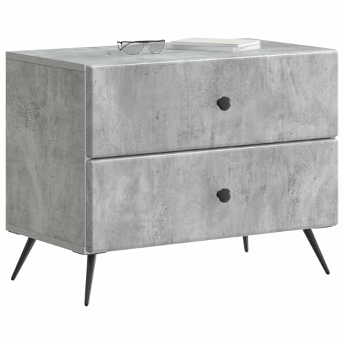vidaXL Nachttisch Betongrau 62 x 34,5 x 47,5 cm Holzwerkstoff, Wohnzimmer, rechteckiger Tisch, modernes Design, viel Stauraum, minimaler Stand, Smarter Raumlösungsakzent