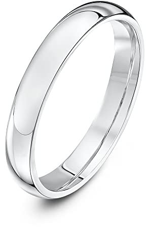Theia Unisex Ehering Platin, Sehr massive ovale Form, poliert, 3mm - Größe 48 (15.3)