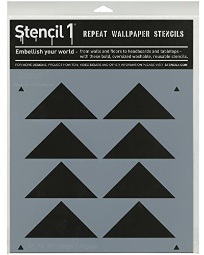 Stencil1 Aligned Triangle Wallpaper Pattern Stencil 11 X 11 - Durable Quality Reusable Stencils for Drawing Painting - Decorating Items and Decor on Walls Fabric & Furniture Art Craft