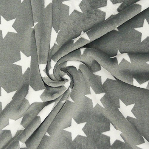 Wellness Nicki Fleece Stoff dunkelgrau weiß Sterne