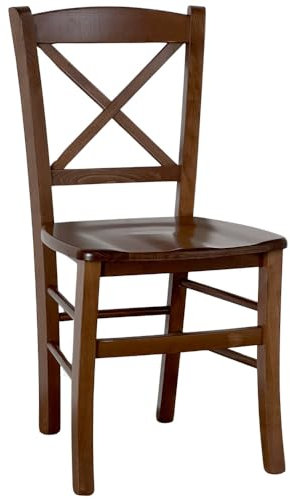 OKAFFAREFATTO MADDALONI Silla de comedor de madera cruzada venecia nogal oscuro con asiento de madera maciza