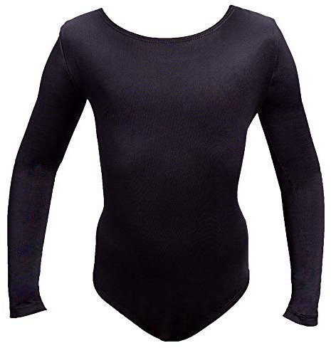 Siegertreppchen® Turnanzug für Mädchen langarm (Größe 116-164) in schwarz - Gymnastikanzug Tanzbody für Kinder zum Turnen, Fitness & Tanzen