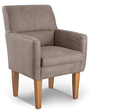 CAVADORE Diningsessel Kira / Polstersessel für Küche, Esszimmer oder Wohnküche in Lederoptik / Passend zur Küchengarnitur Kira / 66 x 96 x 71 / Hochwertiges Mikrofaser: Beige