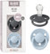 BIBS De Lux Schnuller 2er-Pack, BPA-frei, Kirschform Nippel. Silikon, Hergestellt in Dänemark. 0-36 Monate (2er Pack), Iron/Baby Blue