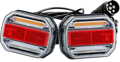 AGRISHOP Kit Magnético Luces Traseras para Remolque LED 10-30v, led Piloto Trasero,Luces Trasera Coche led Magnético Con Cable de7,5 my Enchufes de 7Pines Impermeable Para Camion Tractor Homologadas