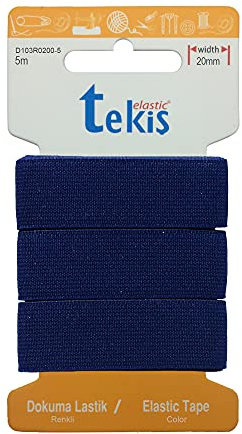 Tekiş Elastic Cinta de goma, 20 mm, 3 m, 20 mm de ancho, color azul marino