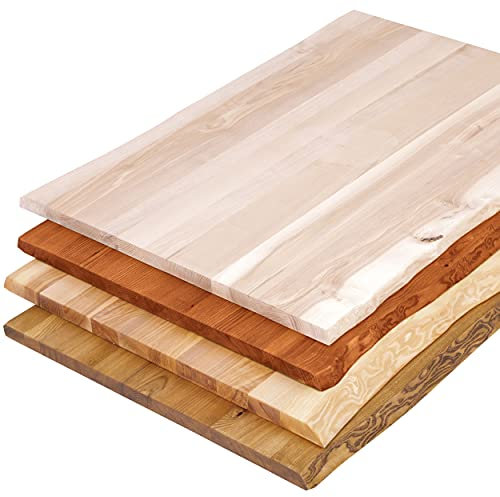 LAMO Manufaktur Holzplatte für Esstisch Küchentisch Küchenarbeitsplatte Tischplatte Baumkante 140x60 cm, Natur, LHB-01-A-002-1406