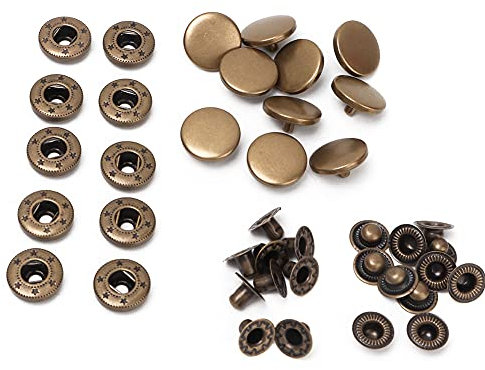 10 Stück 15mm Metall Druckknopf, Kupfer Druckknopfverschluss Druckknöpfe für Kleidung Jacken Armbänder Jeans Trägt Taschen(Bronze-Knopf)