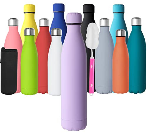 GeeRic Trinkflasche 1L Edelstahl Edelstahl Trinkflasche Doppelwandige Edelstahl Trinkflasche 1000ml Auslaufsicher BPA-frei rostfrei Isolierflasche und Hält kalte Mit Tassenbürste, Tassenschutz