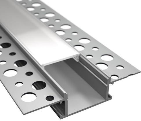 Barre profilée Union panneaux de plâtre avec conduit d'éclairage LED barres 2 m encastré rétractable + coque lumière continue (plat - plat)