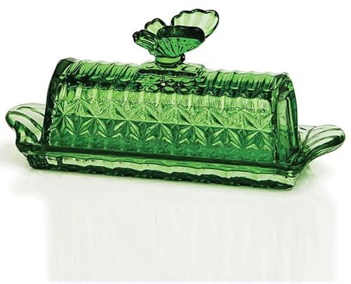 Burriera in Vetro - con Coperchio , Campana per Burro Rettangolare, Perfetto per Pietanze e Pic-Nic, Cucina-21x8.3x9.5cm