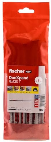 fischer - Cheville rallongée DuoXpand 8x120 avec vis à tête fraisée en Acier électrozingué/Sachet de 10
