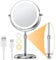 Gospire Lighted Makeup Mirror with Magnification 10X, Height Adjustable & 3 Color Dimmable Lights 7 Cosmetic Mirror, 360° Swivel Double Sided Rechargeable LED Vanity Mirror Cordless Standing Mirror