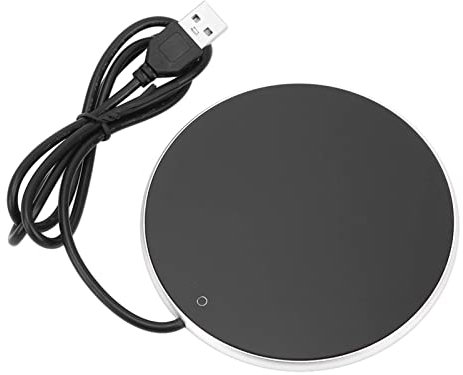 Chauffe-tasse USB avec interrupteur tactile intelligent et dessous de verre chauffant intelligent à température constante pour boissons chaudes et café Ø 10,3 cm (argenté)