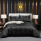 Luofanfei Bettwäsche Satin 135x200 Schwarz Glänzend Glanzsatin Sommer Bettwäsche Set Glatt Luxus Uni Seiden Bettbezug Set Gestreift Einzelbett und Kissenbezüge 80x80 cm mit Reissverschluss