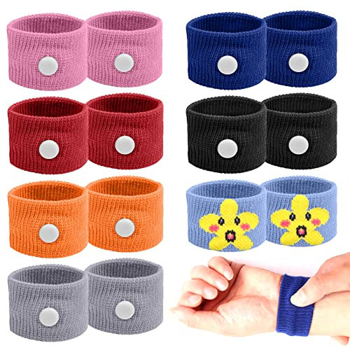 VEGCOO 7 pares de pulseras antináuseas para el mareo y el mal del transporte, banda de muñeca de acupresión, pulsera antináuseas sin efectos secundarios para niños, embarazo, vacaciones de viaje