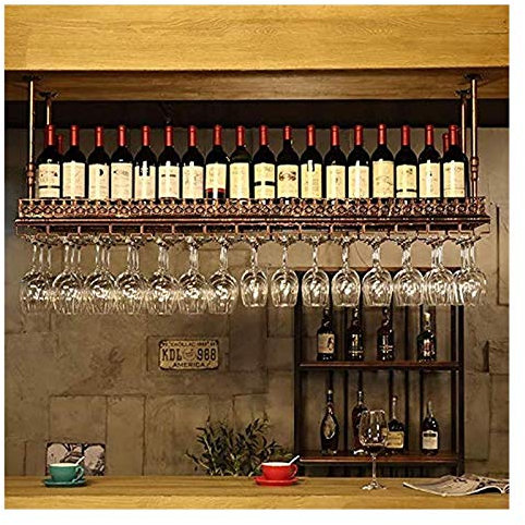 Porte-Verre à vin Suspendu Porte-Bouteilles, casier à vin monté, Barre Suspendue au Plafond, Porte-Verre à vin Suspendu, Porte-Verre à l'envers, Porte-gobelet à vin, Suspension créative (Cou