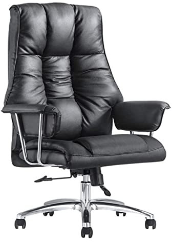 Chaise de Bureau Chaise d'Ordinateur de Bureau en Cuir Chaise de Bureau Accoudoir Siège Chaise de Jeu à Dossier Haut Boss Chaise Ascenseur Chaise de Travail Rotative Chaise (Couleur : Noir, Taille