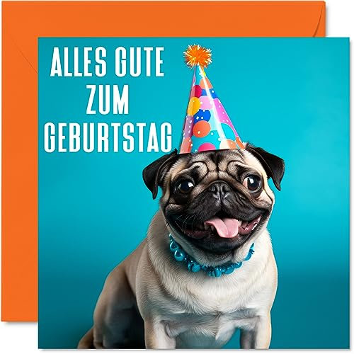 Stuff4 Lustige Geburtstagskarten für Männer und Frauen - Party Mops - Geburtstagskarte für Mama Papa Schwester Bruder Tochter Onkel Tante Sohn Tochter 145mm x 145mm Humor Scherzen Glückwunschkarten