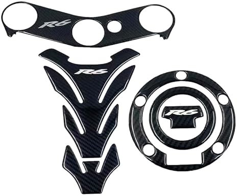 JMORCO Tankaufkleber Motorrad Carbon Motorrad Aufkleber Pad Gabelbrücke Obere Front End Auto Aufkleber Aufkleber Für Y&AMAHA YZF-R6 YZF R6 YZFR6 2006-2016