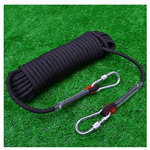IkErna 10Mm Climbing Rope,10-80M Rappelling Abseiling Cord Outdoor Excursions Accessories/10Mm 80M Black