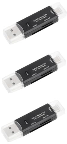 Gatuida 3pcs Type-c Usb Reader for Memory Cards Portable Otg Adapter for Phones Computers Black