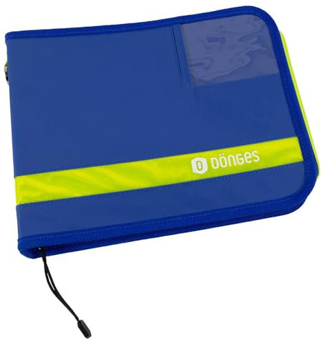 Dönges Fahrtenbuch A5 quer mit Schreibunterlage, blau/gelb, 8105T21697 (Dokumentenmappe Organizer Ringbuch Schnellhefter Mappe Ringmappe Hefter Multiorganizer THW) Material: PVC Plane
