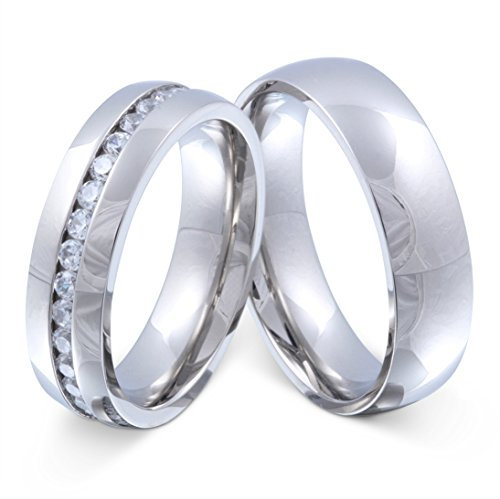 Juwelier Schönschmied - Unisex Freundschaftsringe Partnerringe Hochzeitsringe Brilliant Edelstahl Zirkonia 62-70 125HDac - Kostenlose Wunschgravur mit AMAZON KONFIGURATOR online gestalten!